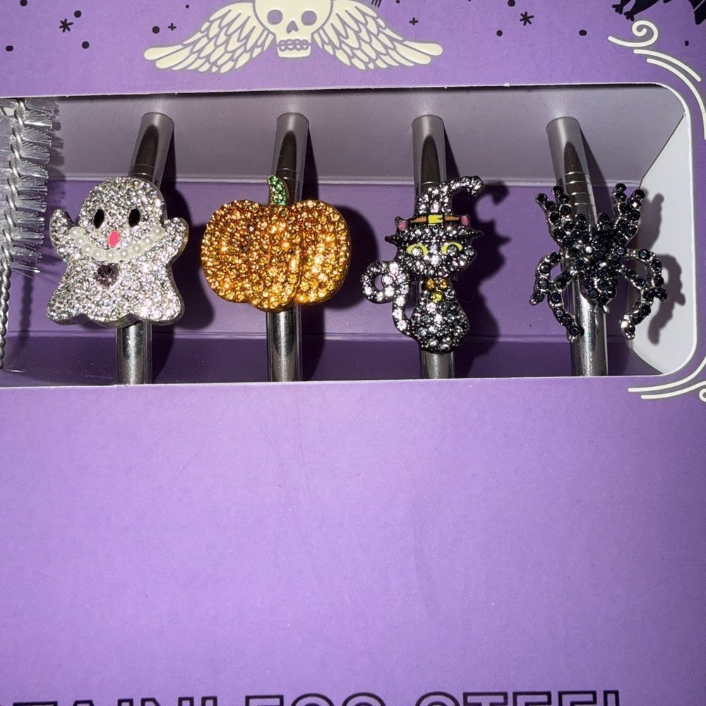 Halloween Reusable Bejeweled Straws 4 Pack